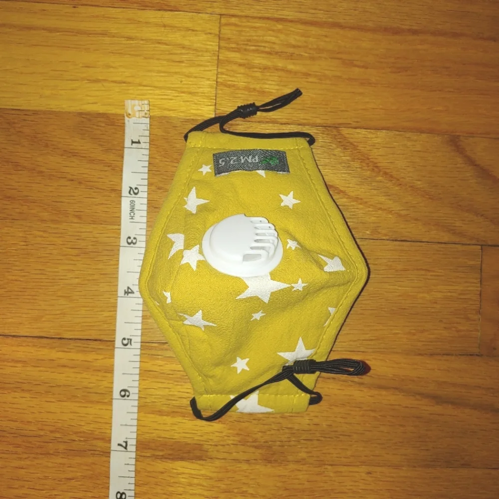 Set of 2 Small Children's Face masks Yellow Stars Light Green Stars